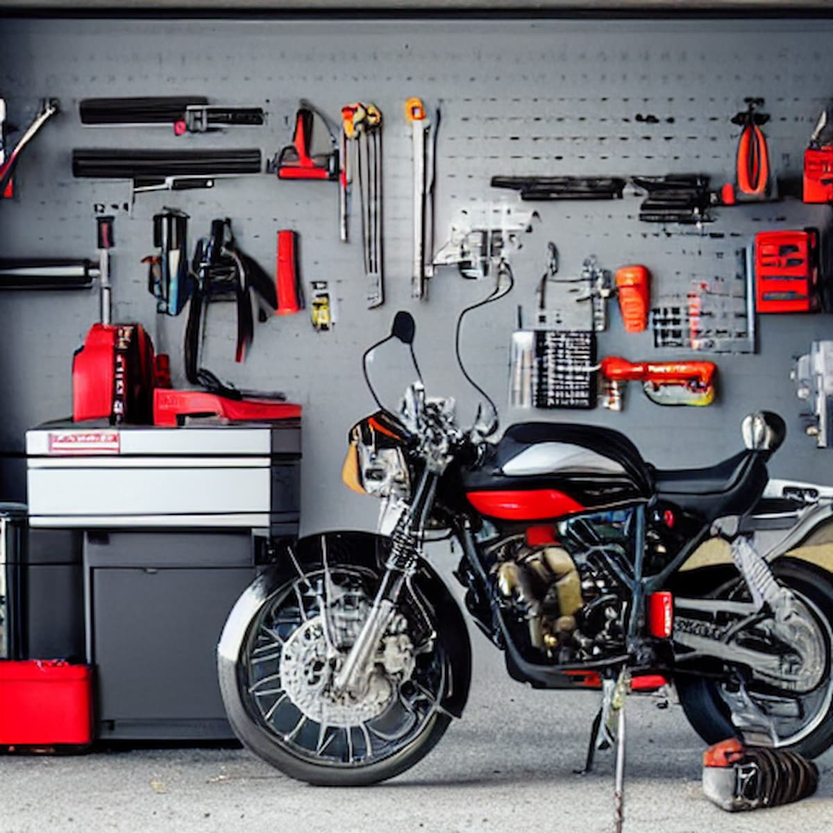 Motorcycle in garage